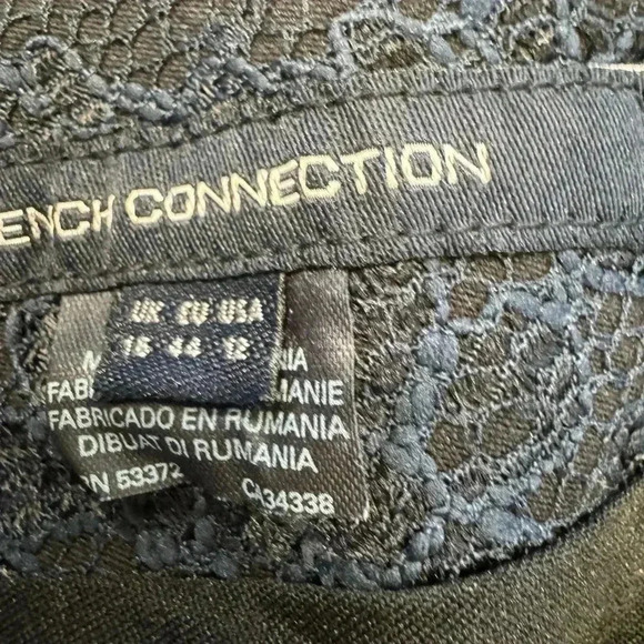 French connection navy sleeveless dress with lace overlay stunning size 12 - Picture 4 of 12